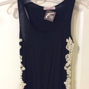 NWT black tank with lace detail